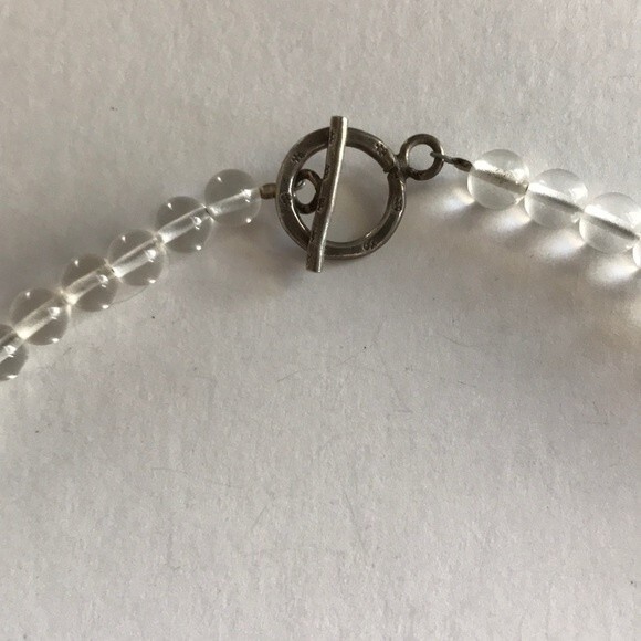 Vintage Handmade Teal Amazonite Rock Crystal Beads Swarovski Sterling Necklace - Picture 7 of 8